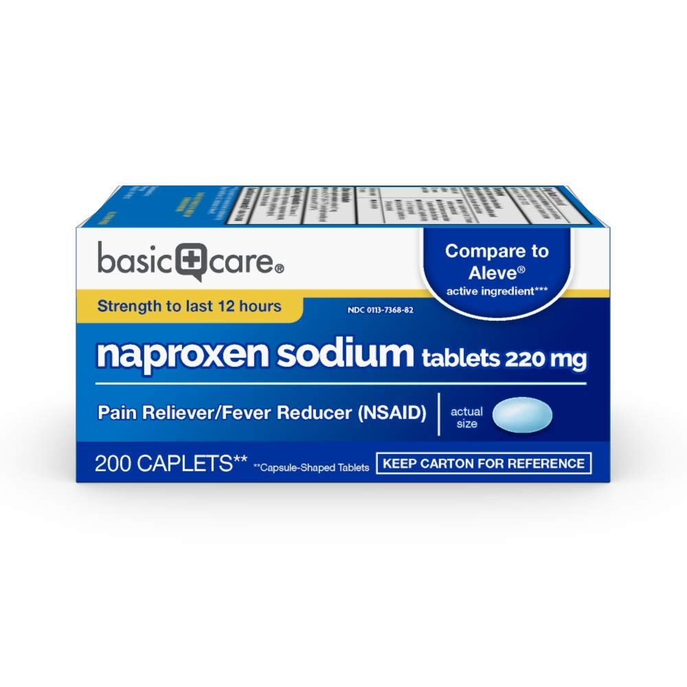 Amazon Basic Care All Day Pain Relief, Naproxen Sodium Tablets, 220 mg, 200 Count
