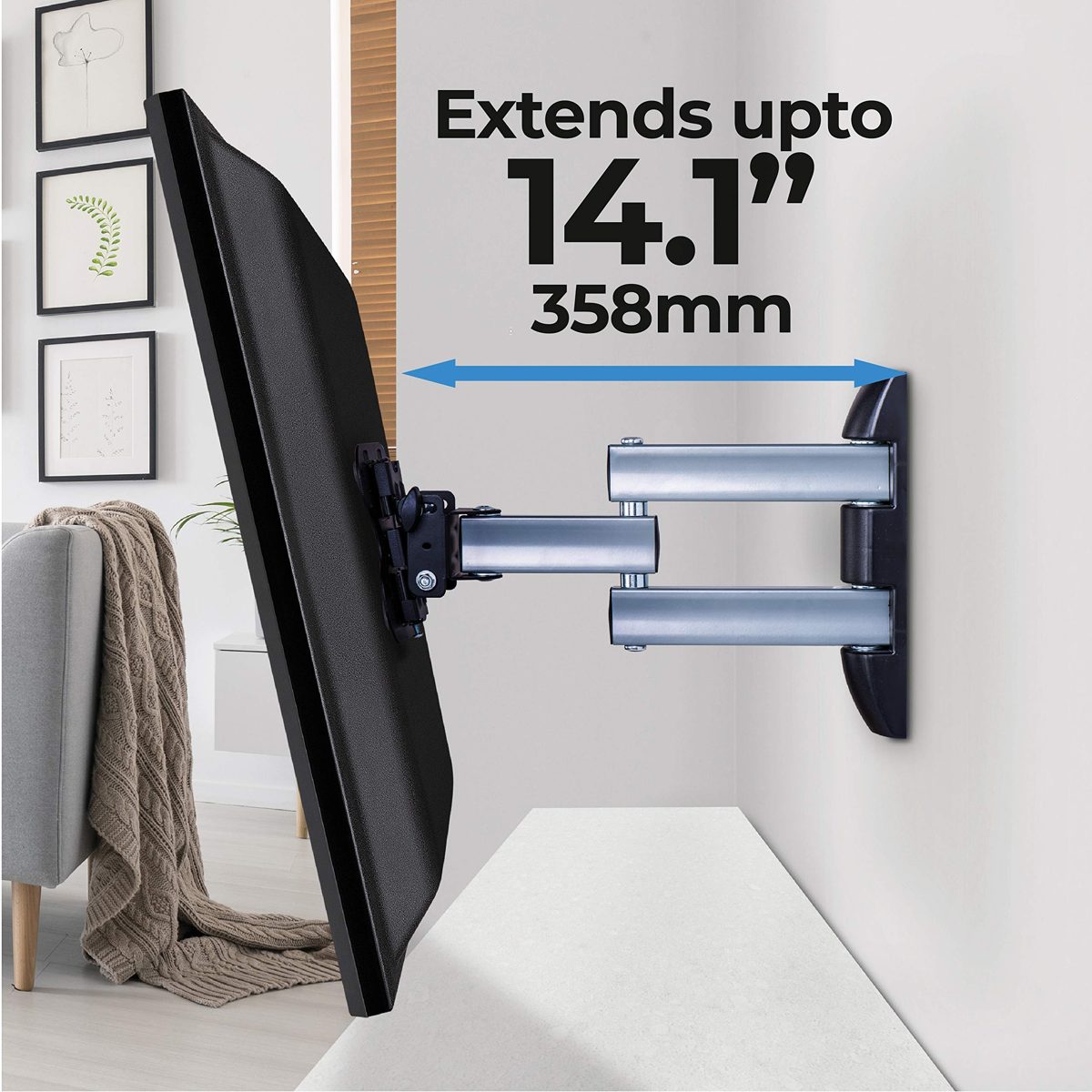 AmazonBasics Performance Range 13-32" Triple Arms Full Motion TV Wall Mount (Renewed)