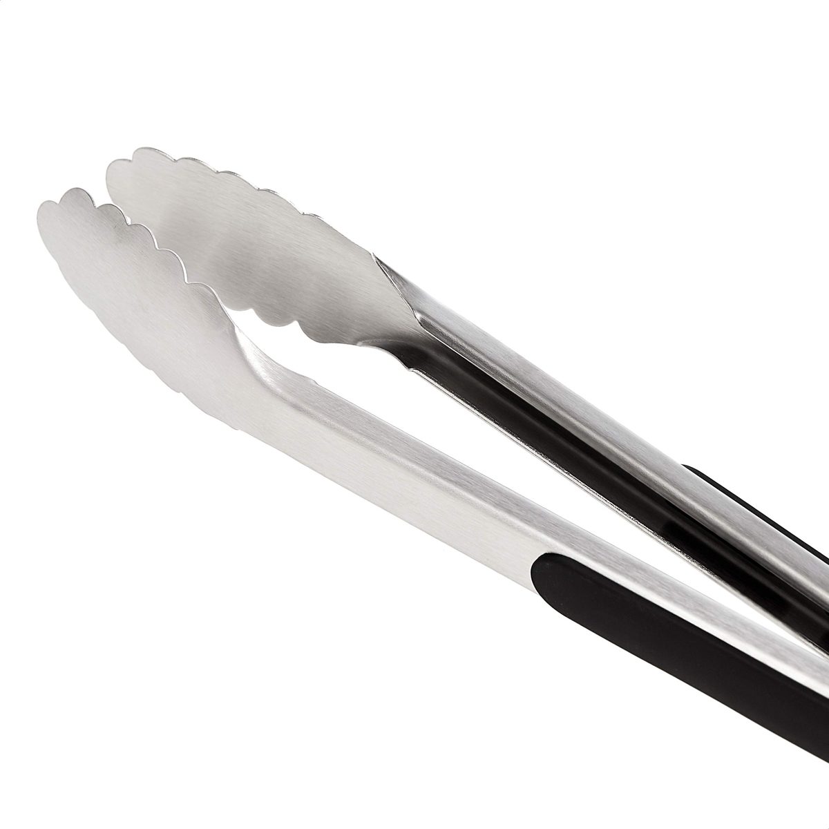 AmazonCommercial  Stainless Steel Kitchen Tongs, Non-Slip Grip, Black