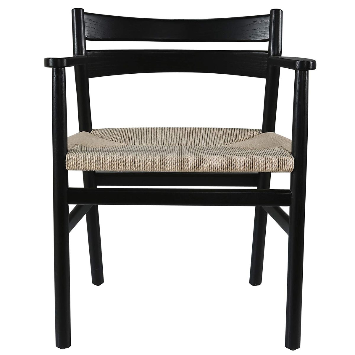 Amazon Brand – Stone & Beam Wood and Rattan Dining Chair with Arms, 24.8"W, Black