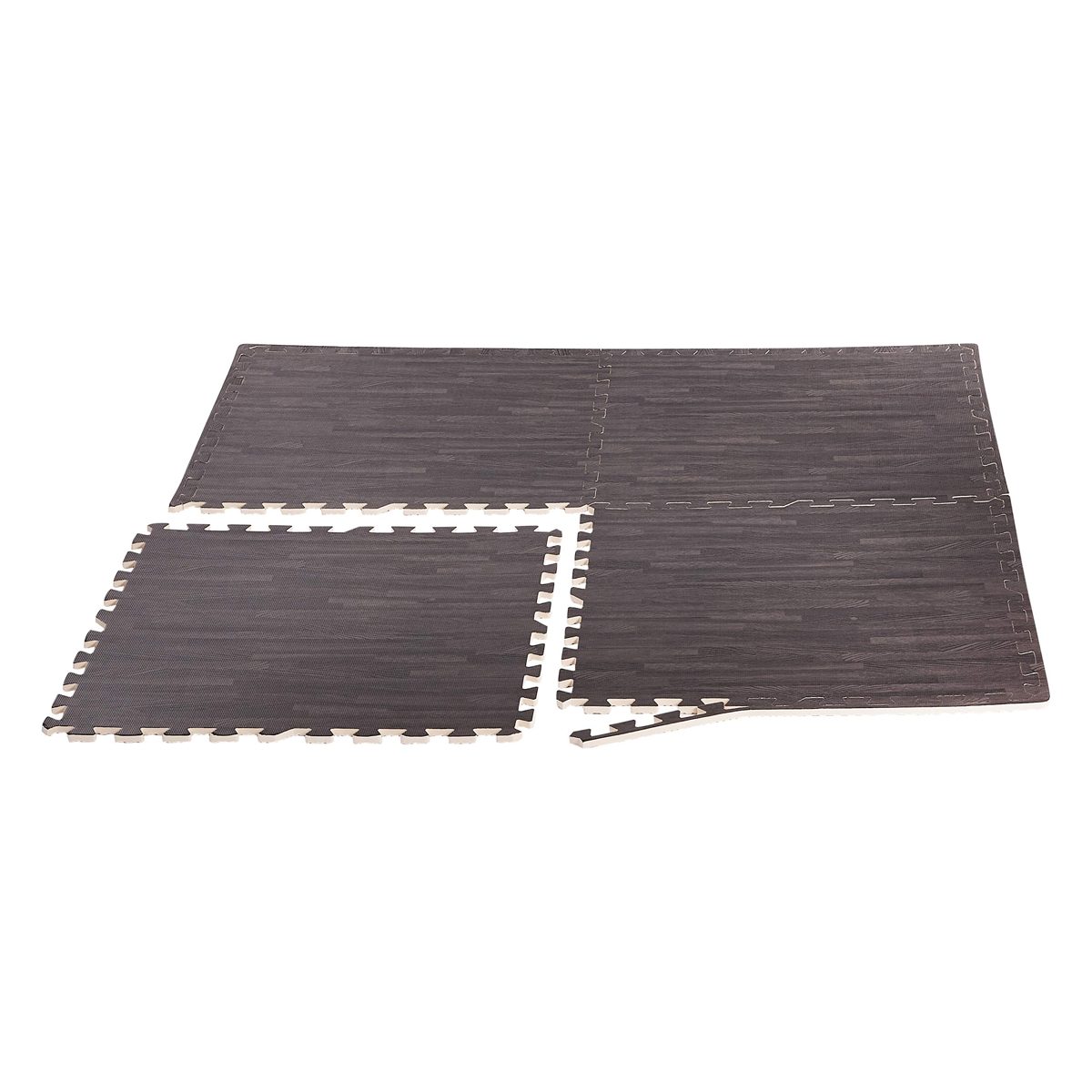 AmazonBasics Wood Print Puzzle Mat, Black