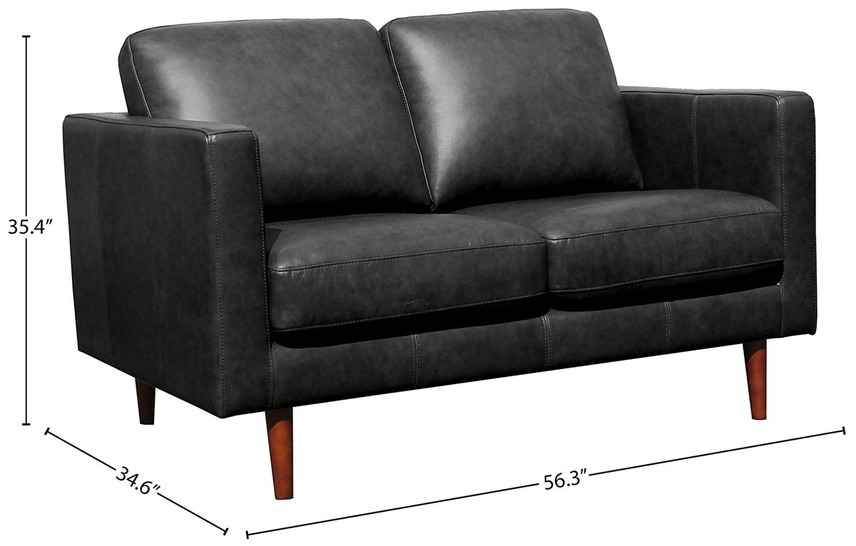 Amazon Brand – Rivet Revolve Modern Leather Loveseat Sofa, 56"W, Black