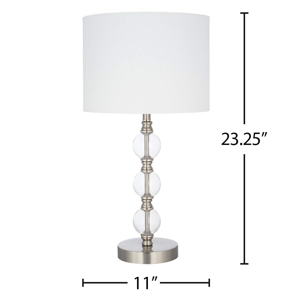 Amazon Brand – Ravenna Home Modern Stacked Ball Desk Table Lamp with LED Light Bulb - 23.25 Inches, Brushed Steel with Clear Glass