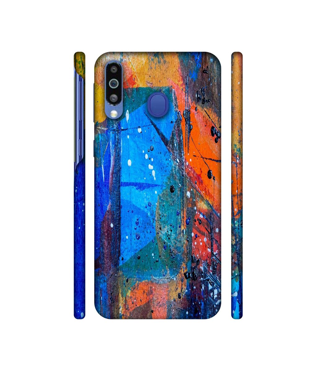 Amazon Brand - Solimo Designer Blue and Orange Brush 3D Printed Hard Back Case Mobile Cover for Samsung Galaxy M21