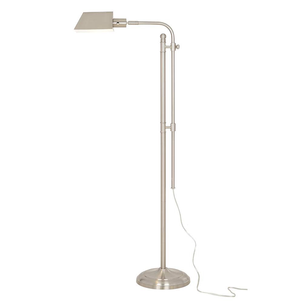 Amazon Brand – Ravenna Home Metal Adjustable Living Room Standing Pharmacy Floor Lamp With LED Light Bulb - 49.75 - 62 Inches, Brushed Nickel