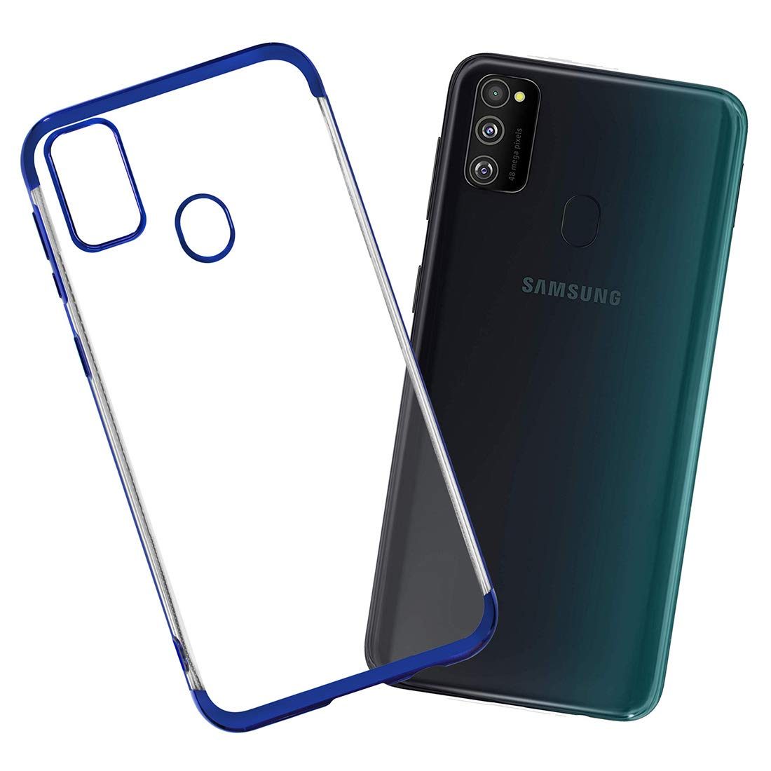 Amazon Brand - Solimo Electroplated Mobile Cover (Soft & Flexible Back case), for Samsung Galaxy M21 / M30s (Electric Blue)
