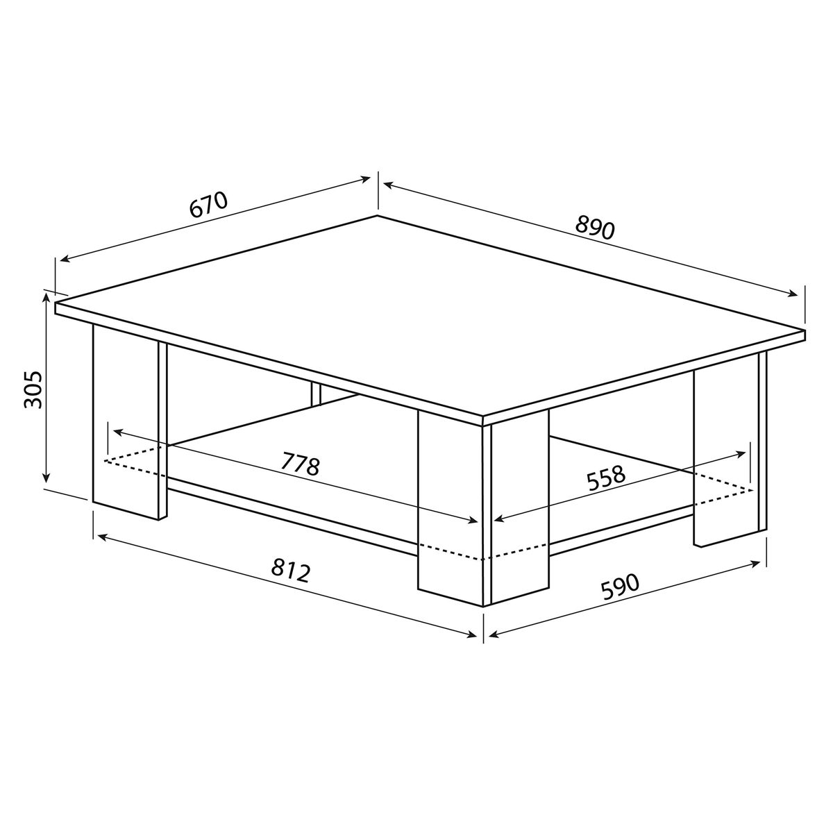 Amazon Brand - Movian Square Coffee Table 67x89