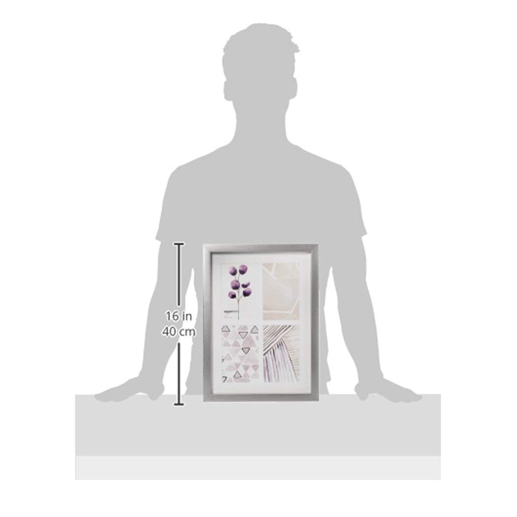 AmazonBasics Photo Frames - 4-Opening 4'x6' Collage, Nickel