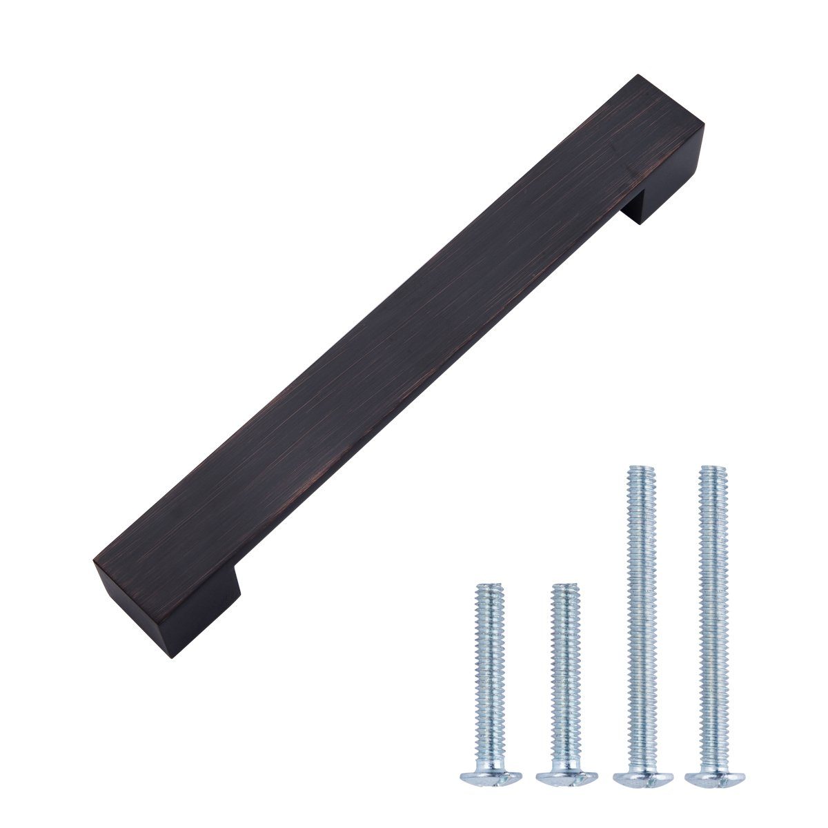 AmazonBasics Short Modern Cabinet Handle, 7.68" Length (6.3" Hole Center), Oil Rubbed Bronze, 10-Pack