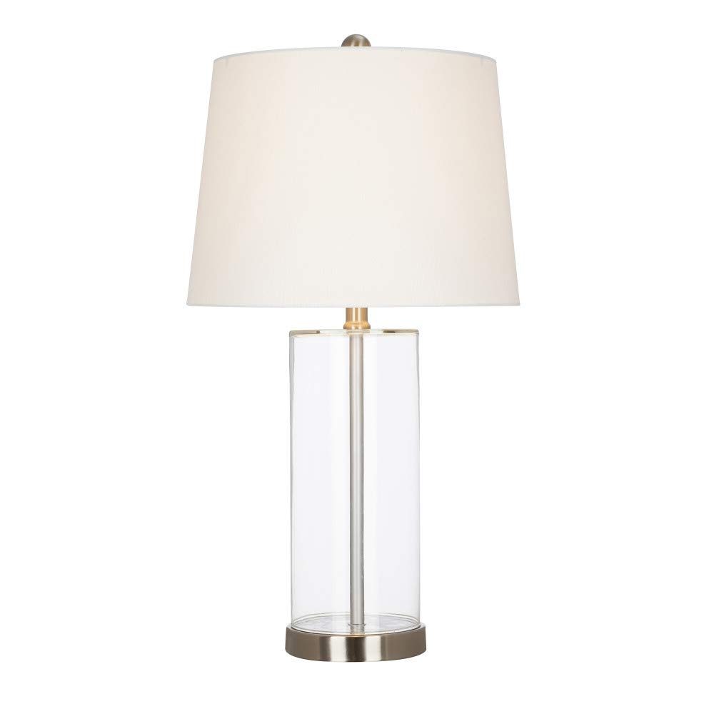 Amazon Brand – Ravenna Home Contemporary Cylindrical Glass Table Lamp, LED Bulb Included, 24.5"H, Clear