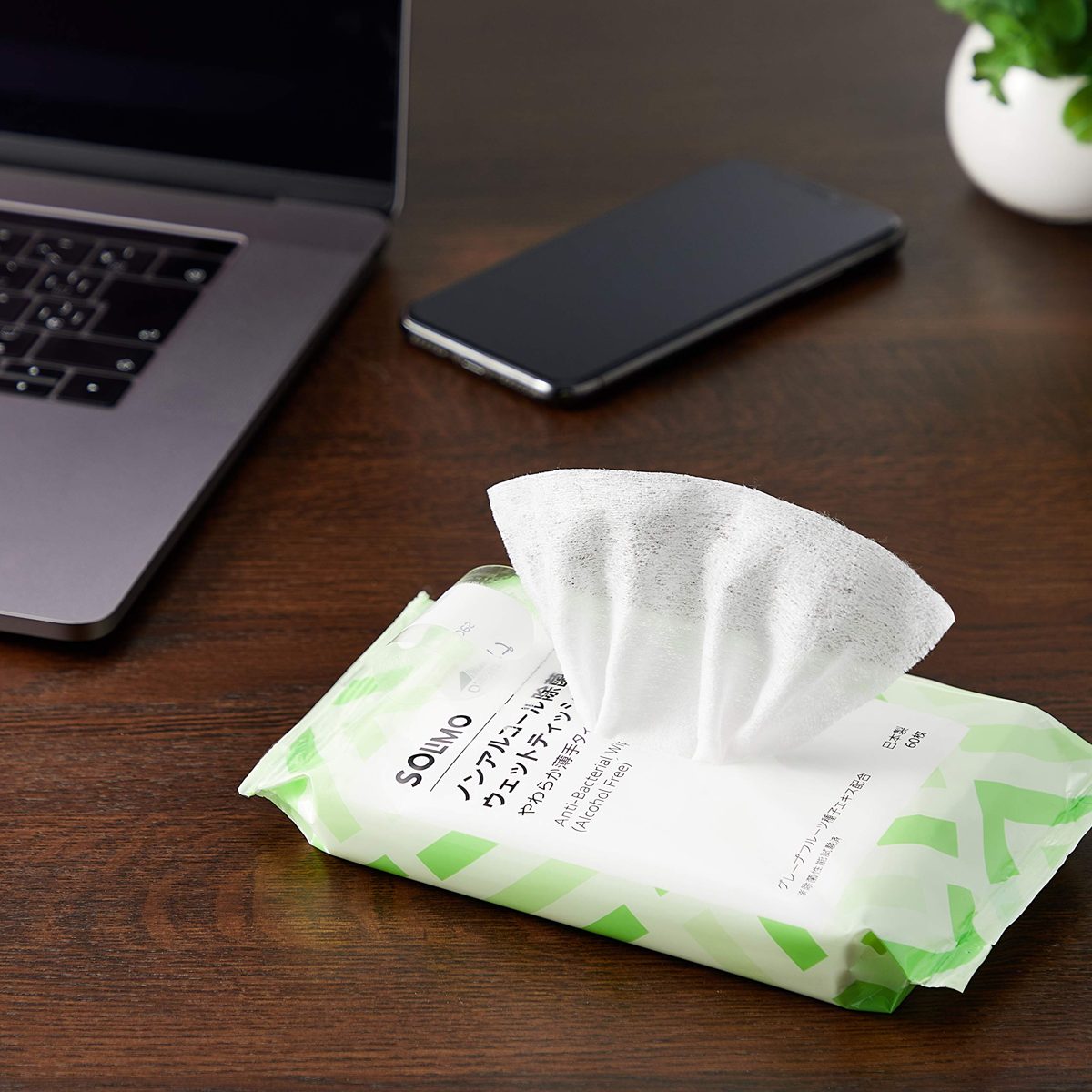 SOLIMO Non-Alcohol, Disinfectant, Wet Tissues, Soft and Thin, 60 Sheets x 20 Packs (1200 Sheets), Made in Japan, Grapefruit Seed Extract Formulated