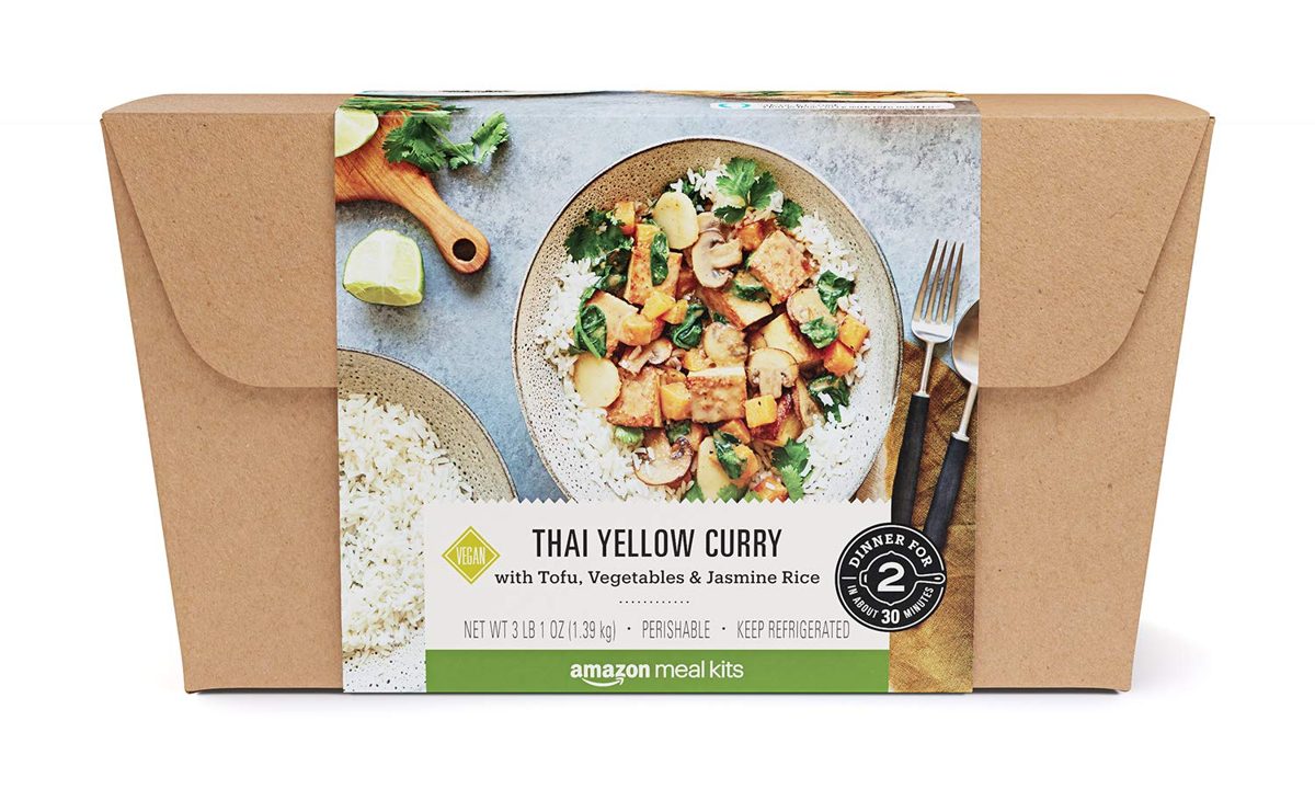 Amazon Meal Kits, Thai Yellow Curry with Tofu, Vegetables & Jasmine Rice, Serves 2
