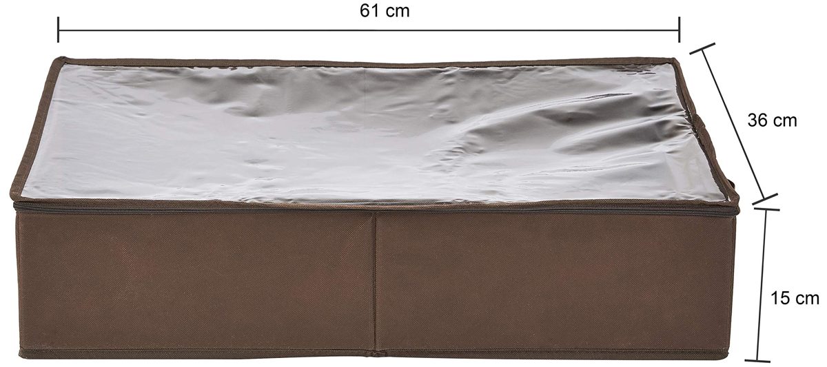 Amazon Brand - Solimo 1 Piece Fabric Under Bed Organiser, Brown