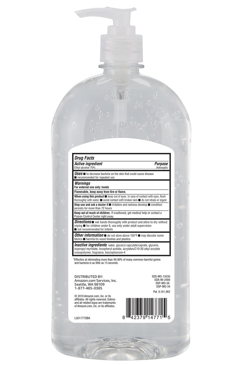 Amazon Brand - Solimo Hand Sanitizer with Vitamin E, 32 Fl Oz (Pack of 1)