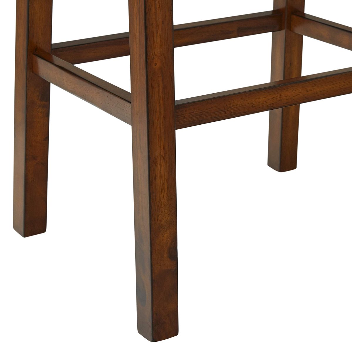 Amazon Brand – Ravenna Home Dawn Nailhead Saddle Bar Stool, 30"H, Cherry with Black Fabric (2 Pack)