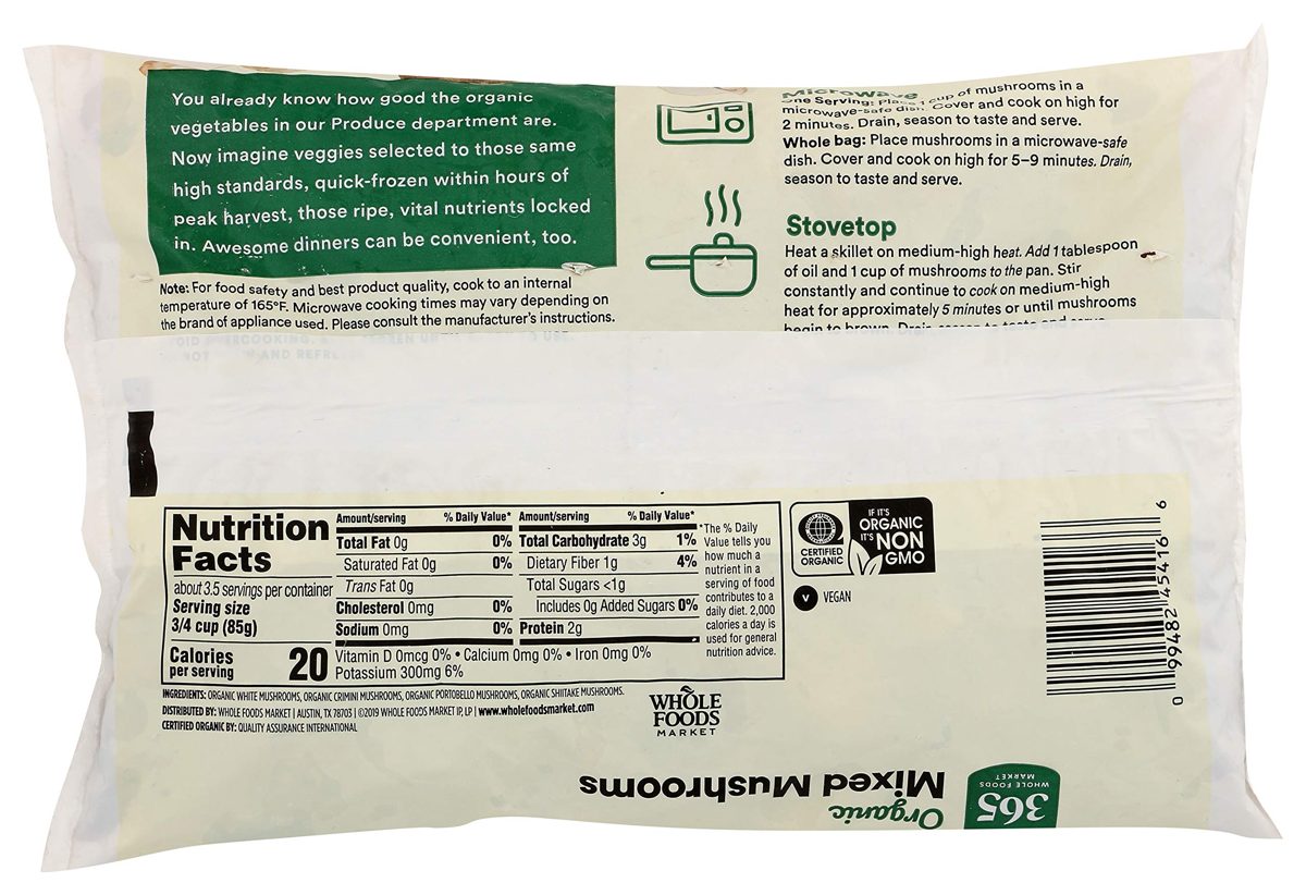 365 Everyday Value, Organic Mixed Mushrooms (Sliced White, Crimini, Portobello and Shiitake Mushrooms), 10 oz, (Frozen)