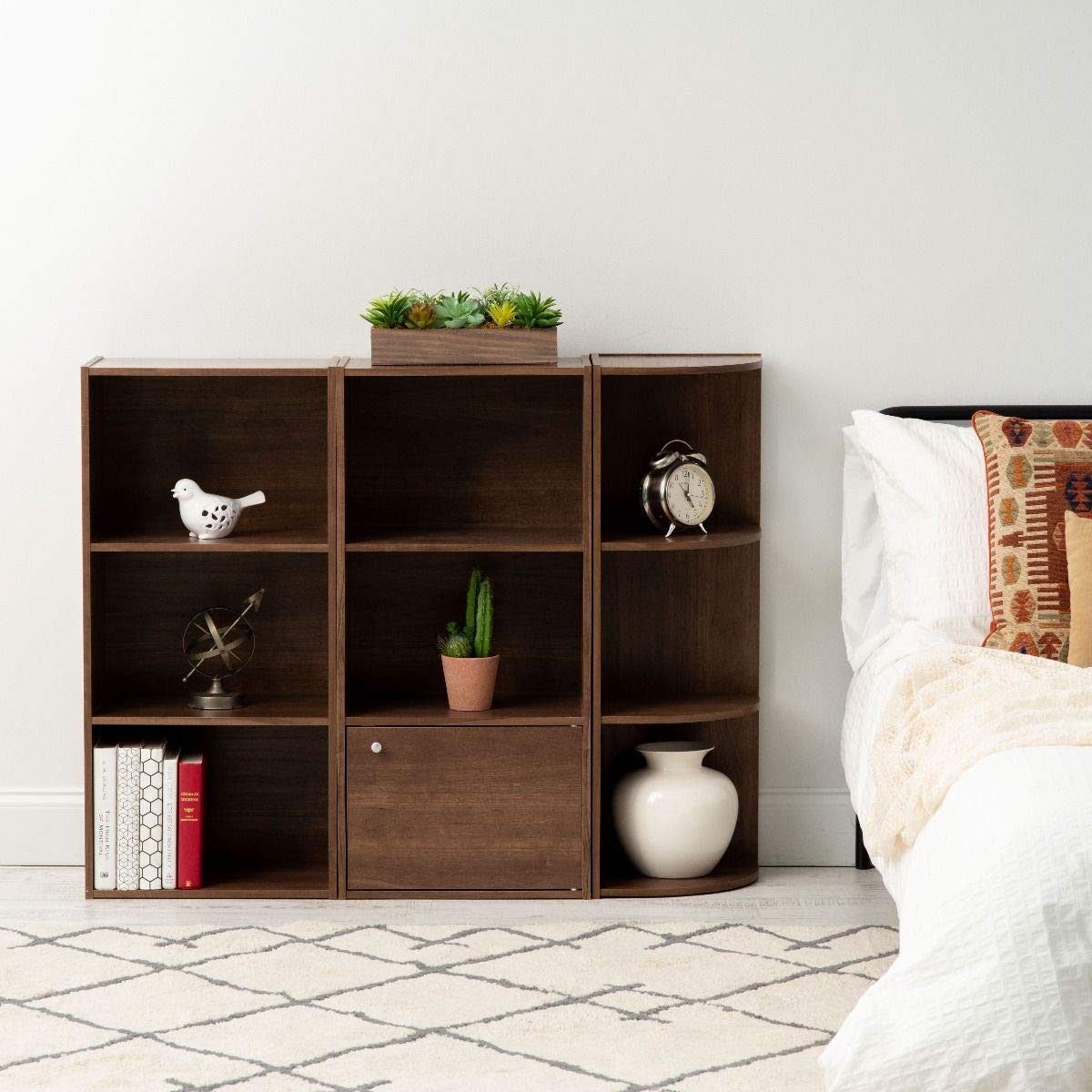 Iris Ohyama, 3 lockers MDF wood shelf/storage furniture/Cube Bookcase CX-3, brown, 41.5 x 29 x 88 cm, compartments