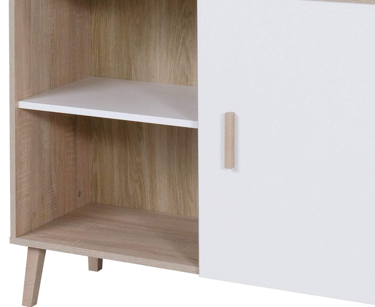 Amazon Brand - Movian Oker 2-Door Cabinet/Bookcase with 8 Shelves, 100 x 140cm, Light Brown Oak-Effect/White