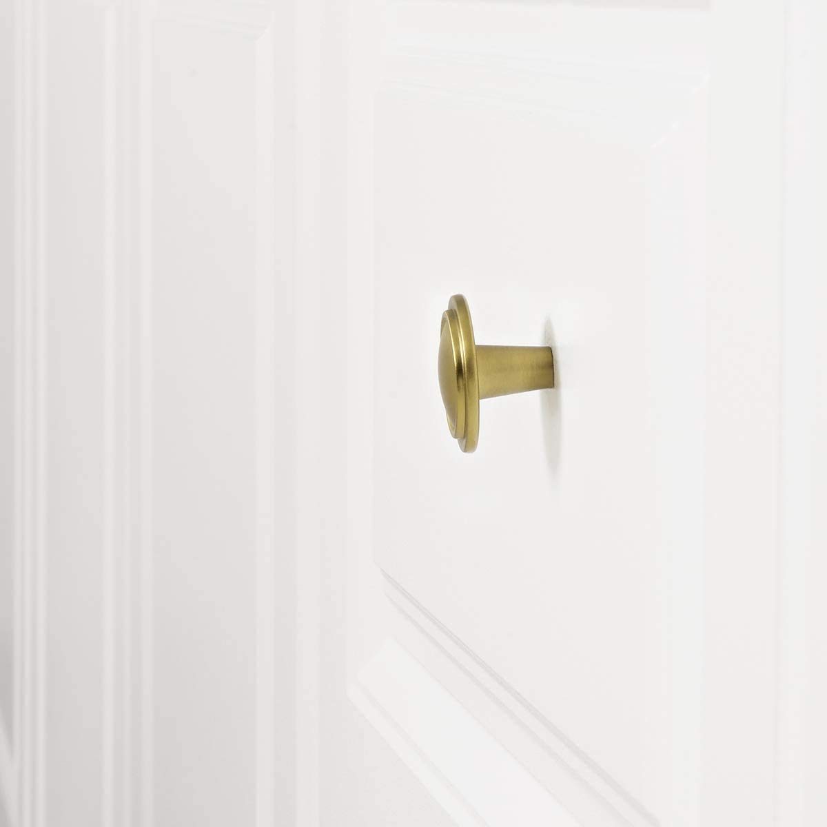 AmazonBasics Straight Top Ring Cabinet Knob, 1.25 Inch Diameter, Brushed Brass, 25-Pack