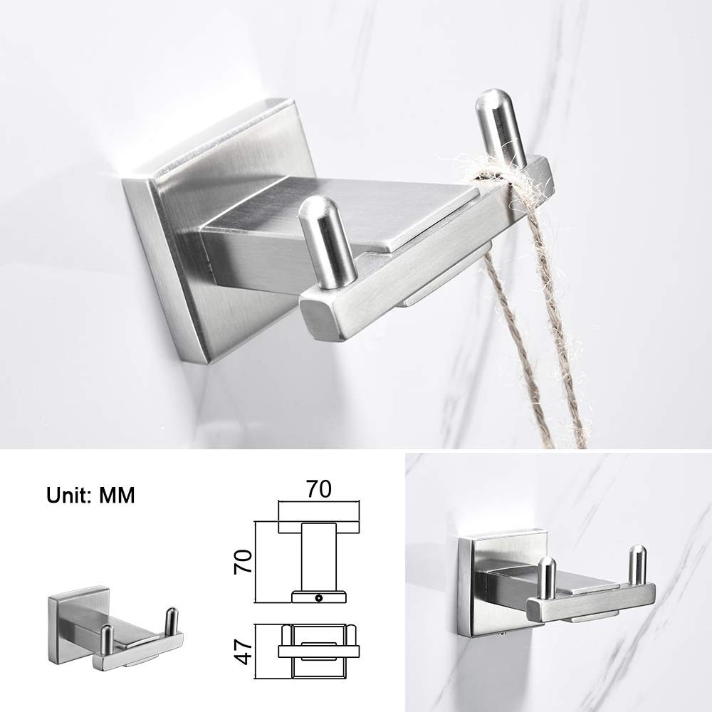 Umi 4-Piece Bathroom Hardware Set, Wall Mounted Stainless Steel Bathroom Accessory Brushed Nickel,Single Towel Bar Rail, Towel Ring,Toilet Roll Holder, Robe Hook Combo kit