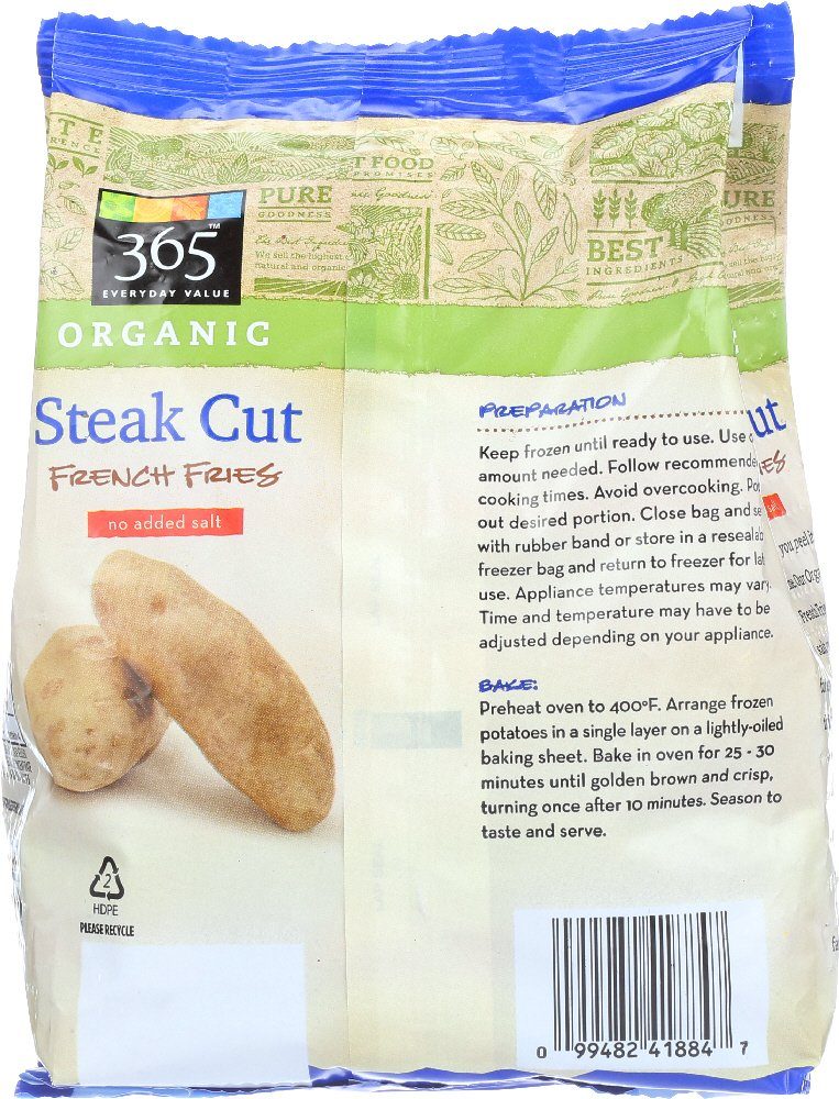 365 Everyday Value, Organic Steak Cut French Fries, No Added Salt, 16 oz, (Frozen)