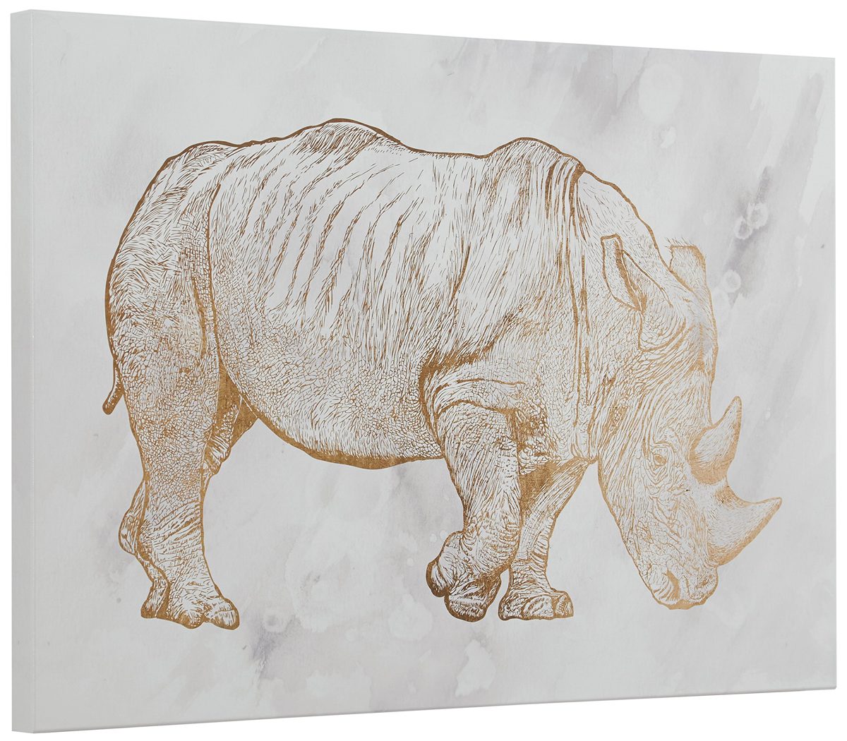 Amazon Brand – Rivet Canvas Print of Gold Rhinoceros, 15" x 10"