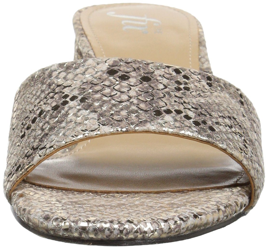 The Fix Amazon Brand Women's Lilly Block Heel Mule, Gold/Metallic Snake Embossed Leather, 8 B US