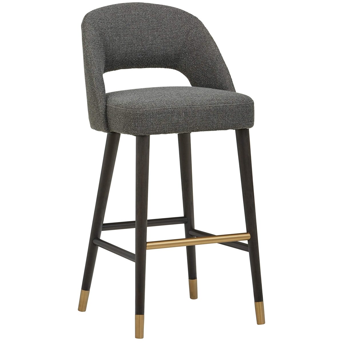 Amazon Brand – Rivet Whit Contemporary Upholstered Bar Stool with Gold Accents, 41"H, Flannel Grey