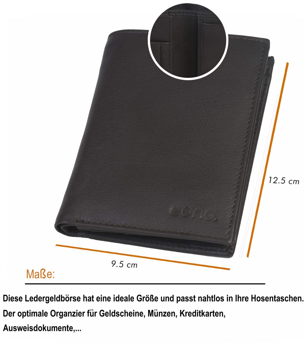 Eono by Amazon Leather Wallet for Men and Women - Flat Design with RFID Reading Protection Function.