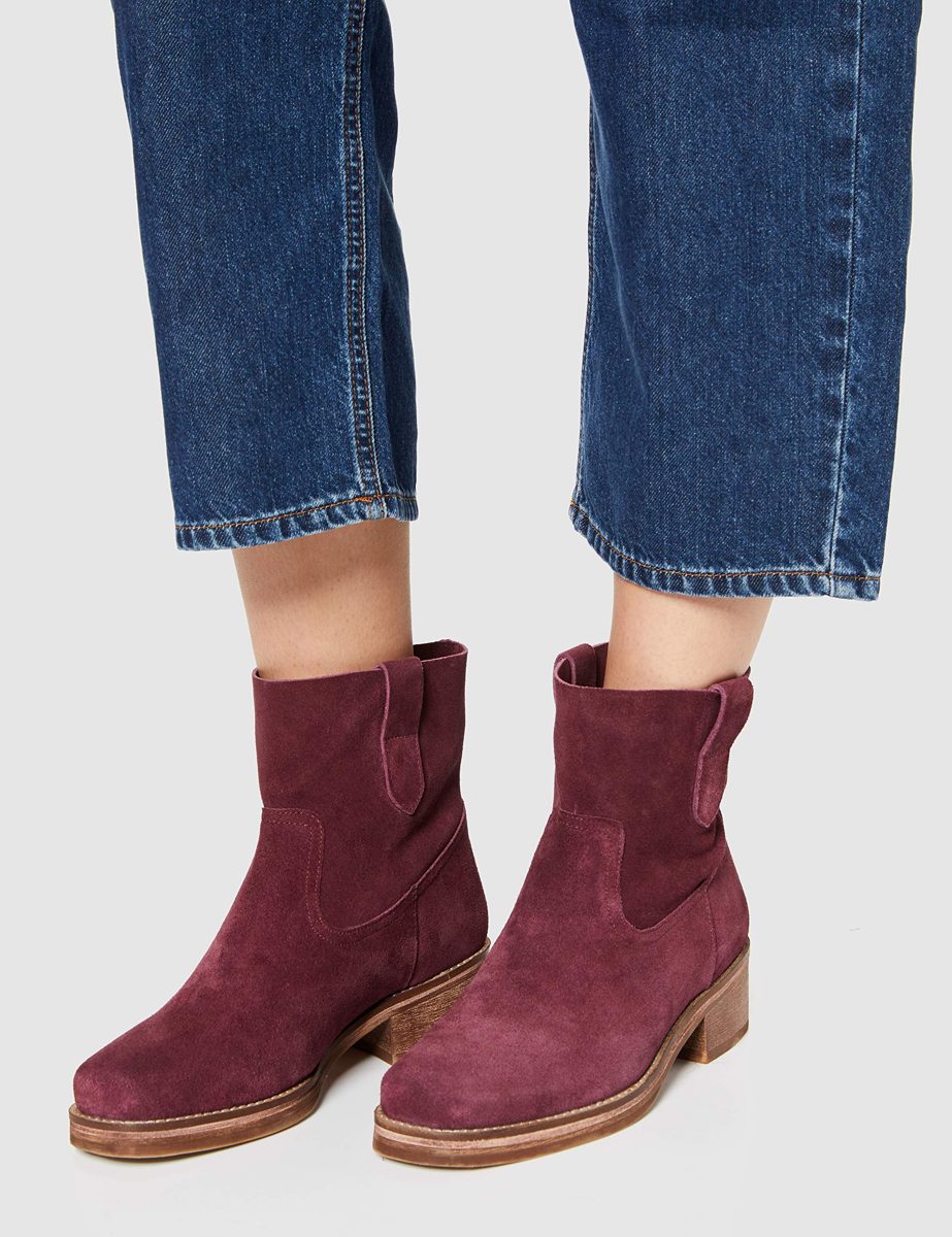 find. Pull On Leather Cowboy Boots, Red, 7 UK