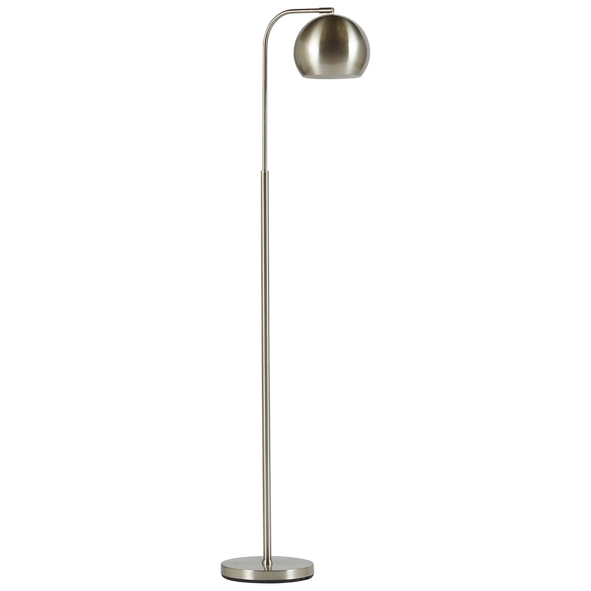 Amazon Brand – Rivet Adjustable Arm Mid-Century Modern Living Room Standing Floor Lamp - 59 Inches, Brushed Nickel