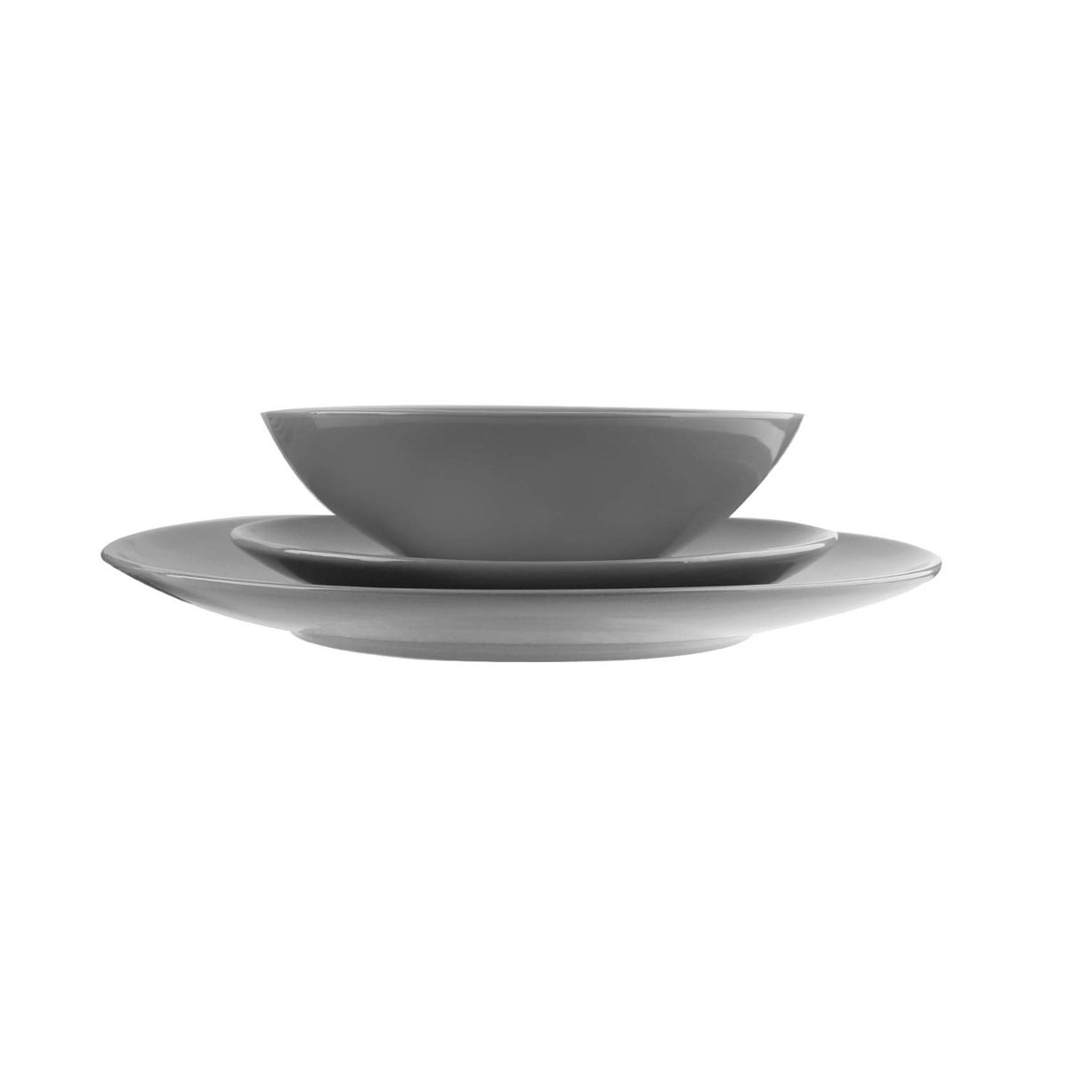 AmazonBasics 18-Piece Stoneware Dinnerware Set - Smokey Grey, Service for 6