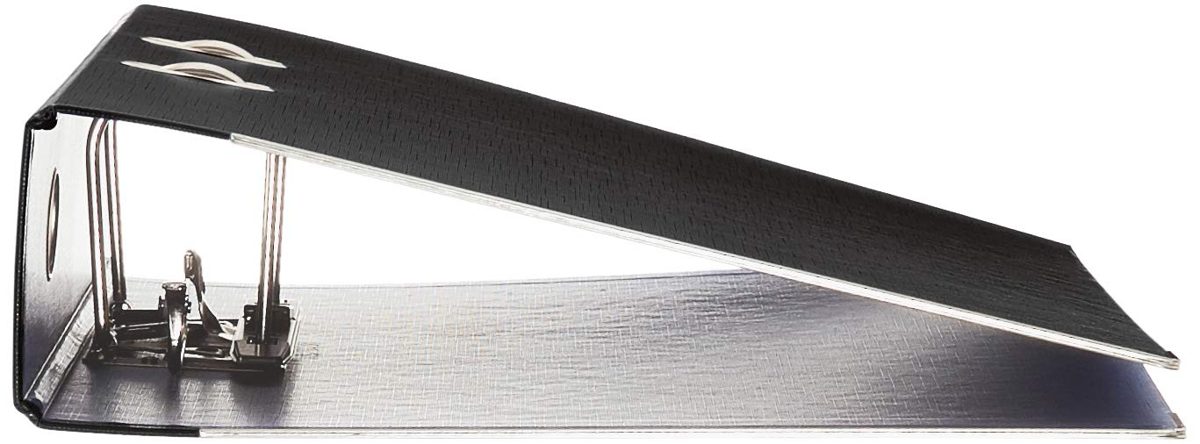 AmazonBasics Lever Arch File - PP Cover, Spine Pocket, FSC Certified, Spine Width 80 mm, Black, 1 Piece