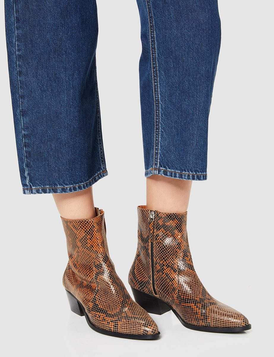 find. Unlined Leather Western Cowboy Boots, Brown, 8 UK
