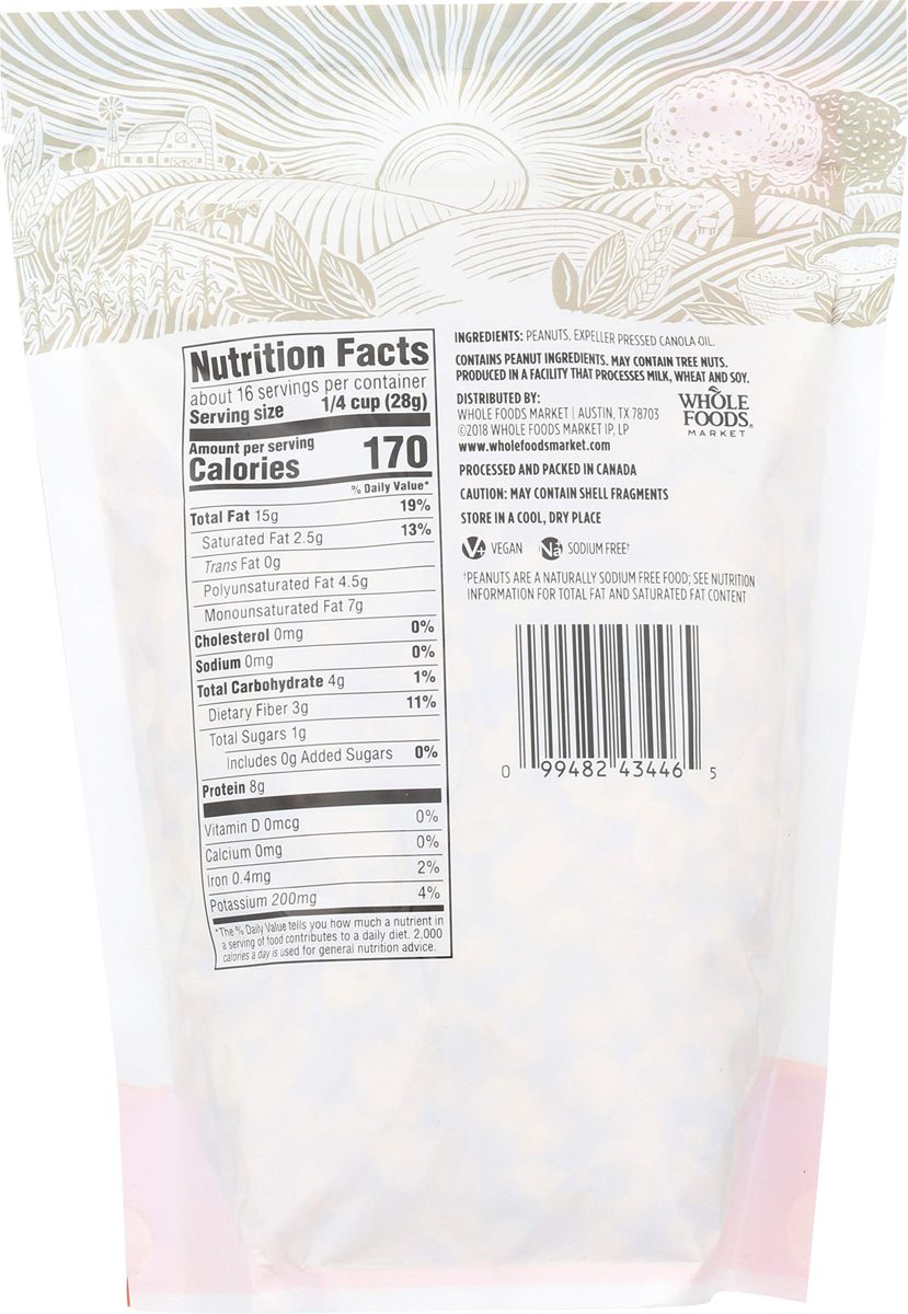 365 Everyday Value, Peanuts, Roasted & Unsalted, 16 oz