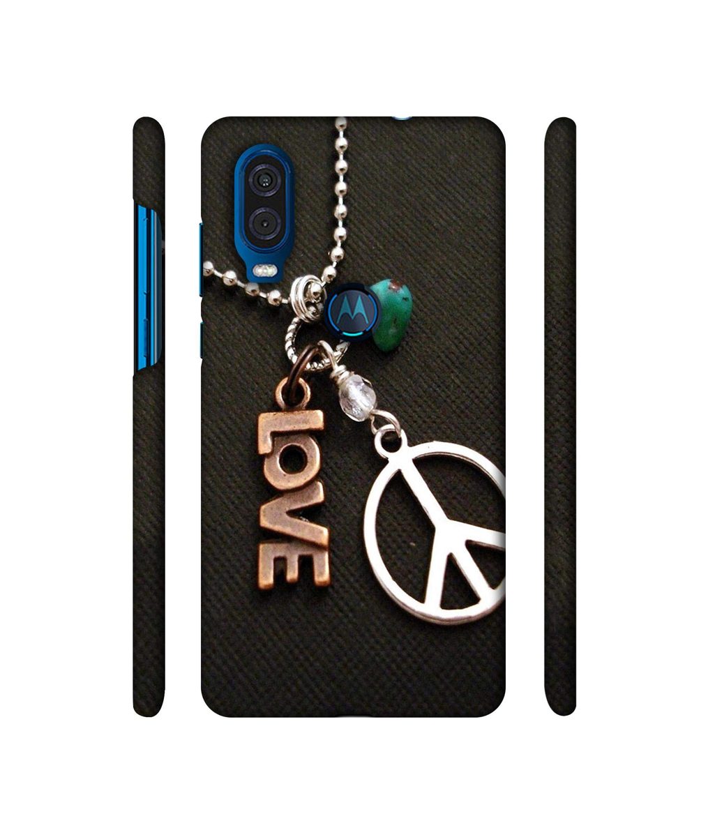 Amazon Brand - Solimo Designer Love and Peace 3D Printed Hard Back Case Mobile Cover for Motorola One Vision