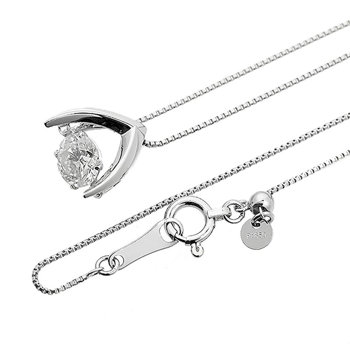 [Amazon Collection] Amazon Collection (AMBZO) Pt900 Dancing Stone Necklace Dancing Diamond 0.5ct Inverted V Shape (J.I1.VG Equivalent) LFV0010PT-05
