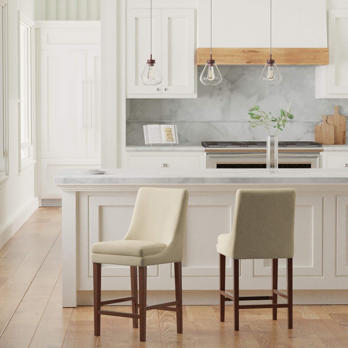 Amazon Brand – Stone & Beam Elise Upholstered Counter-Height Barstool, 38.6"H, Hemp