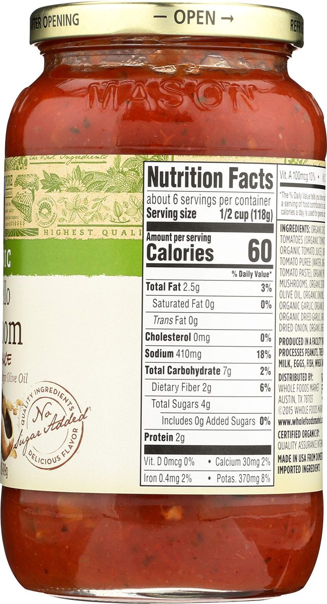 365 Everyday Value, Organic Portobello Mushroom Pasta Sauce, 25 oz
