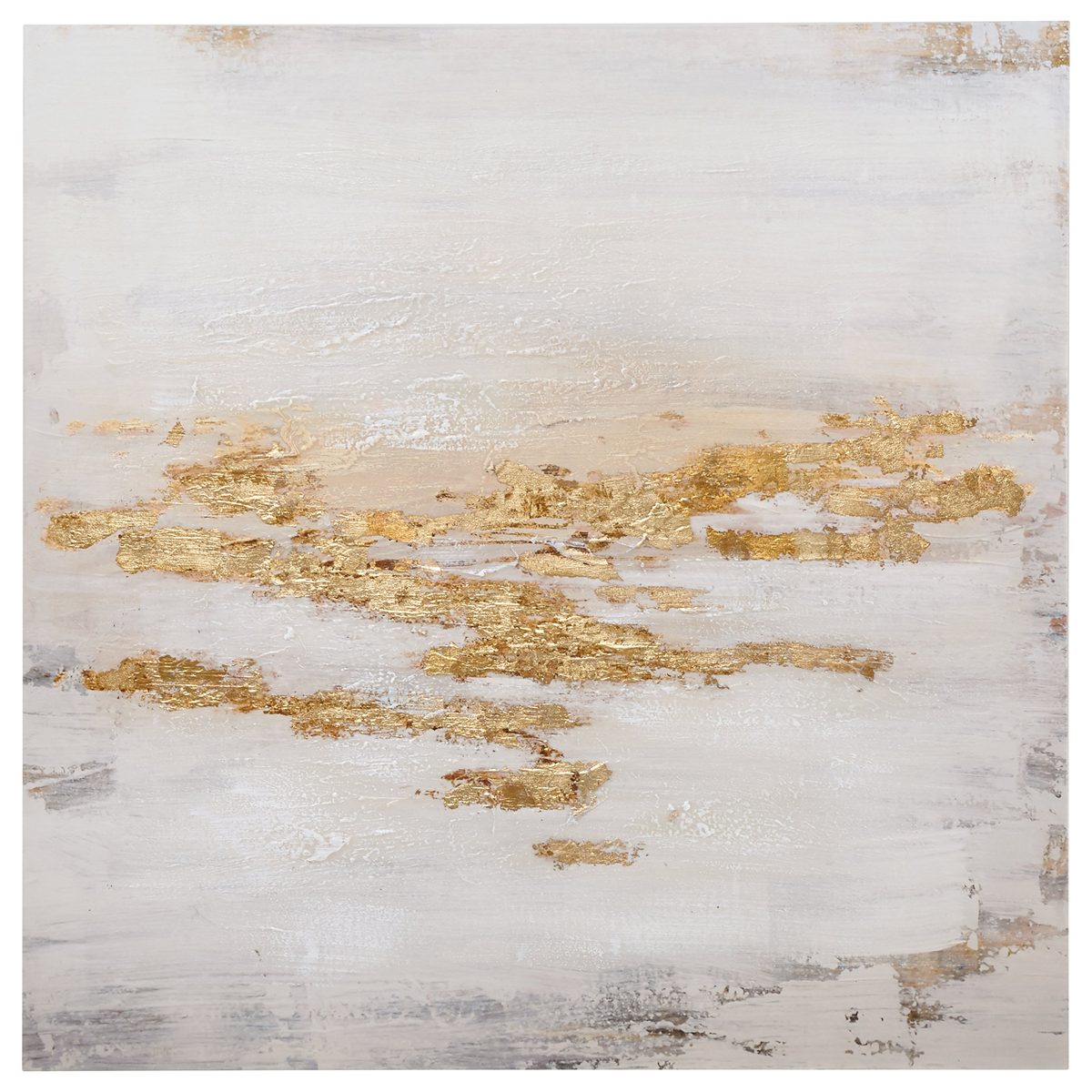 Amazon Brand – Rivet Abstract Gold, White, and Peach Flecks Painting on Canvas Wall Art Decor, 30" x 30"