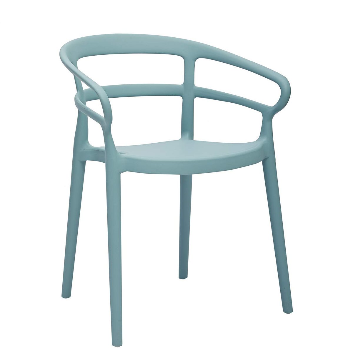 AmazonBasics Curved Back Dining Chair - Set of 2, Light Blue, Premium Plastic