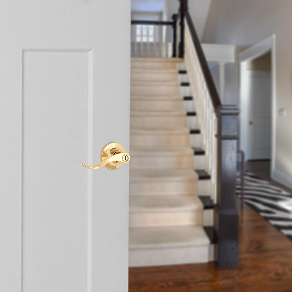 AmazonBasics Privacy Lever - Wave - Polished Brass