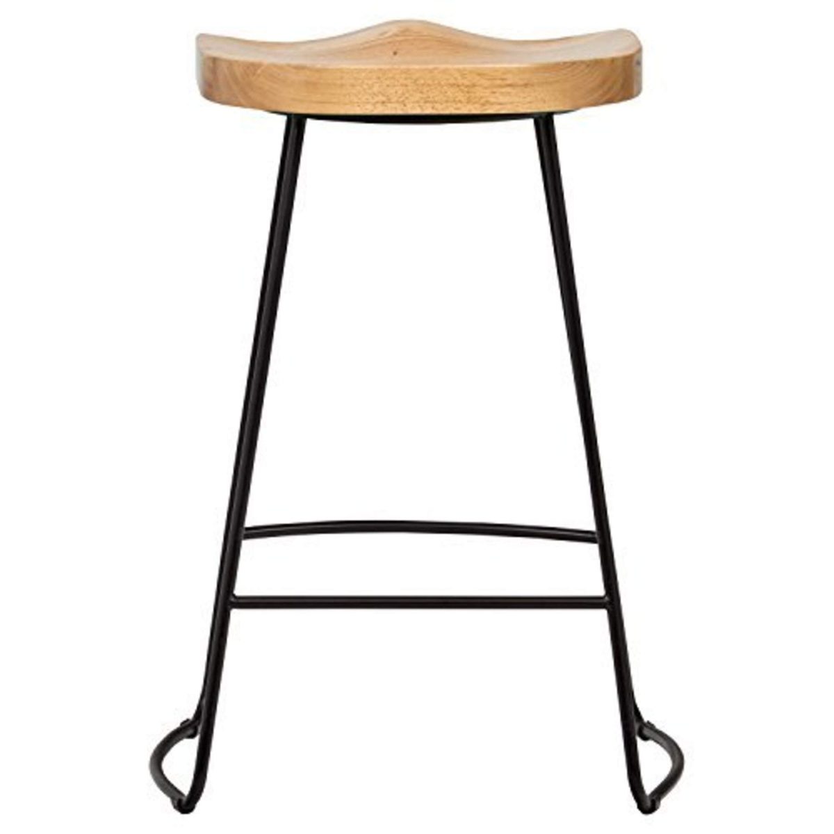 Amazon Brand – Rivet Modern Industrial Wood and Metal Kitchen Counter Bar Stool, 25.6"H, Oak, Black