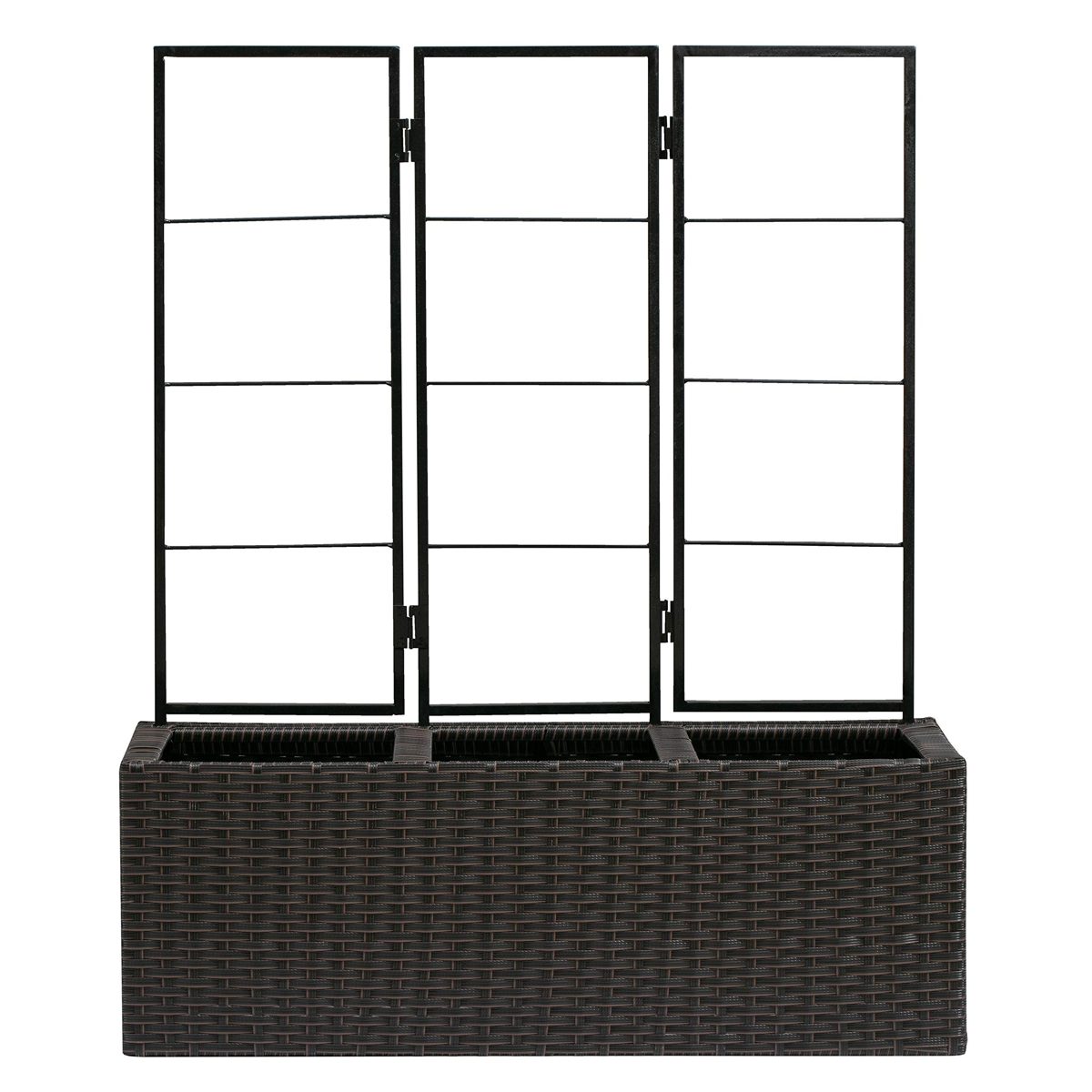 AmazonBasics Wicker Planter with Trellis - Brown, 27.5" x 8.67" x 31.5" (Renewed)