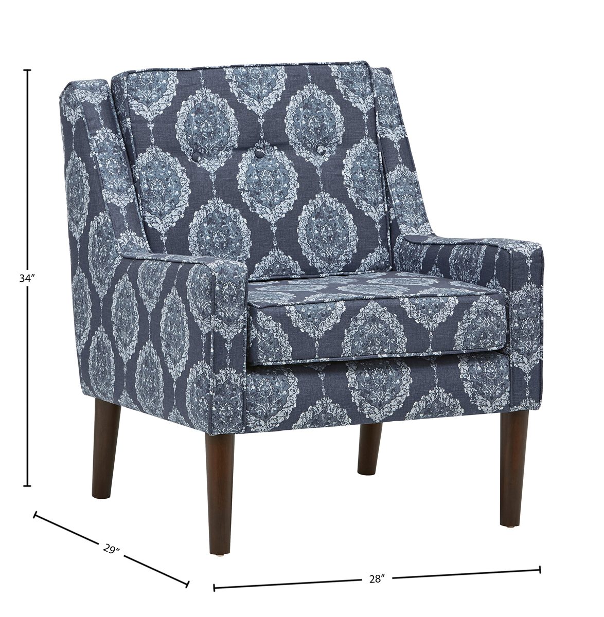 Amazon Brand – Stone & Beam Modern Sweeping Arm Accent Chair, 28"W, Damask Navy