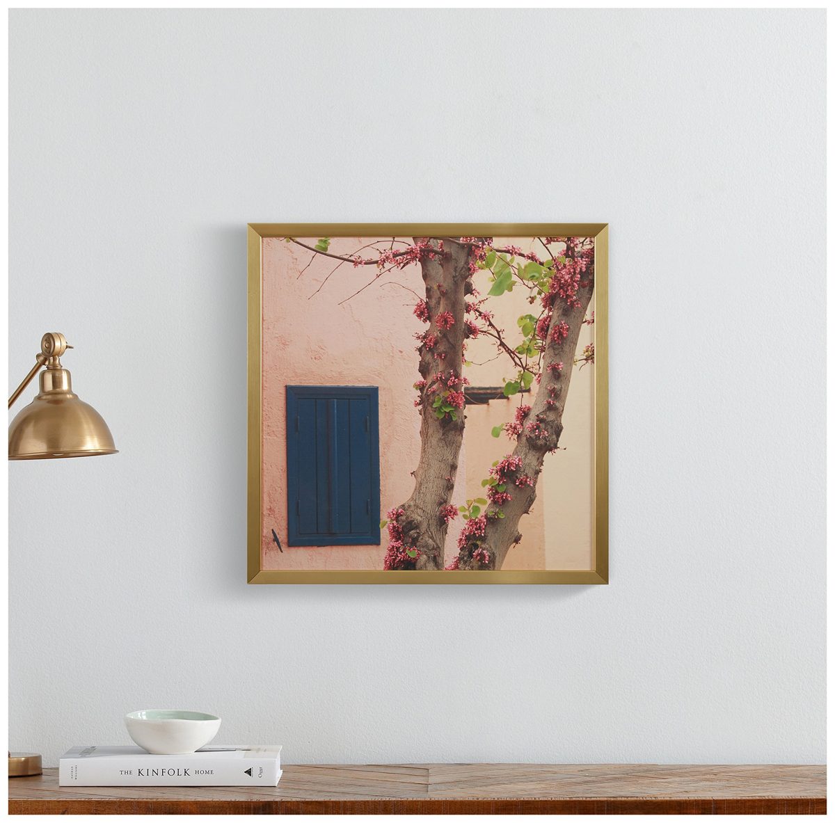 Rivet Pink Blossoms at the Villa on Wood in Black Frame