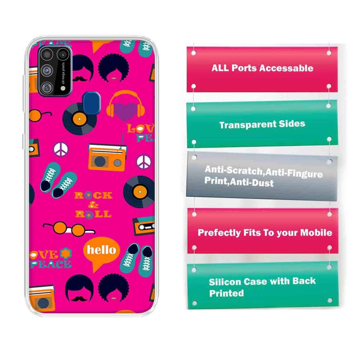 Amazon Brand - Solimo Designer Multicolor Pink Pattern Design Printed Soft Back Case Mobile Cover for Samsung Galaxy M31
