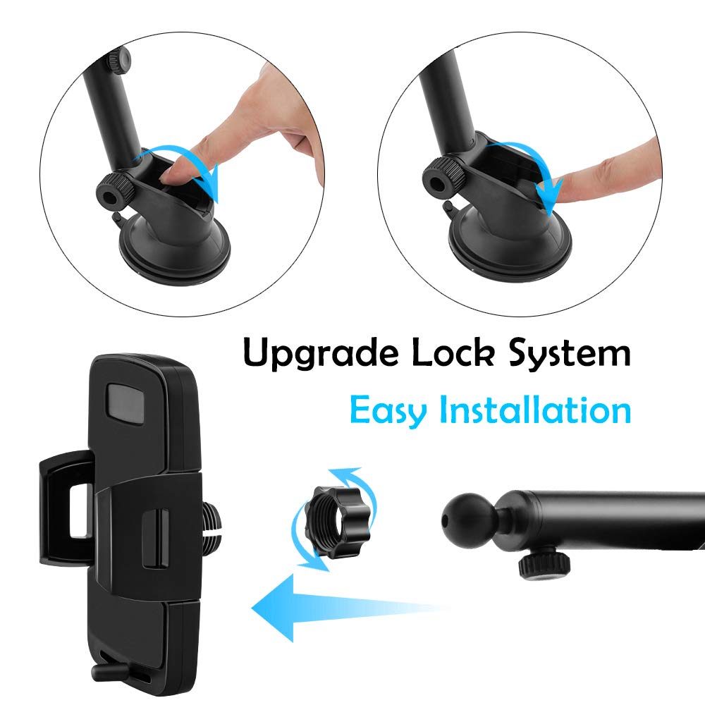 Eono by Amazon – Mobile Phone Holder for Car Air Vent and Suction Cup Holder 3-in-1 Universal Car Mobile Phone Holder Smartphone Holder