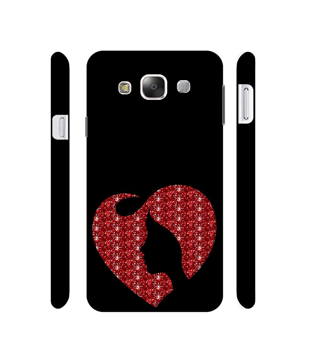 Amazon Brand - Solimo Designer Heart Shape Lady with Glitter 3D Printed Hard Back Case Mobile Cover for Samsung Galaxy E5