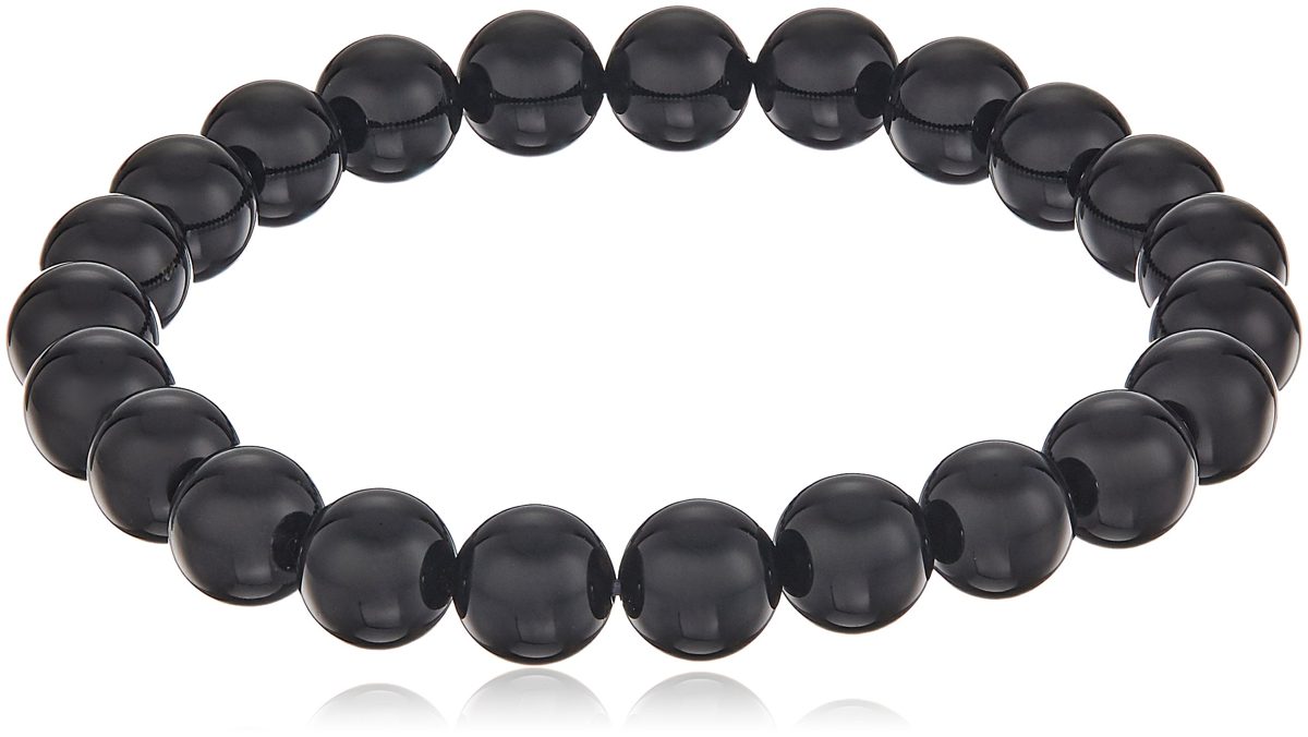 stretch smooth round 8mm black onyx 7.5" stretch bracelet